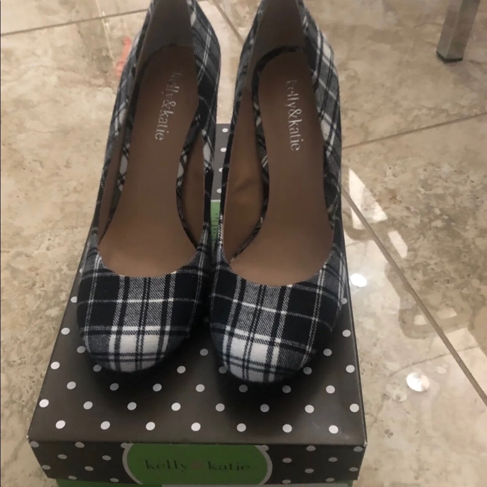 Woman’s checkered heels